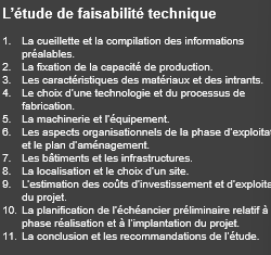 <p><span>´l’étude de faisabilité technique permet d’établir le lien entre le projet et les activités opérationnelles ou récurrentes de l’organisation.</span></p>