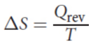 <p>measure of the spontaneous dispersal of energy at a specific temperature: how much energy is spread out, or how widely spread out energy becomes, in a process</p><p>where ΔS is the change in entropy, Qrev is the heat that is gained or lost in a reversible process, and T is the temperature in kelvin.</p><p>units: J/mol*K</p>