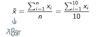 <p>A symbol for the SAMPLE mean → average of set of data points in sample</p><ul><li><p>Sampling without replacement: removing from population once drawn</p></li></ul><p></p>