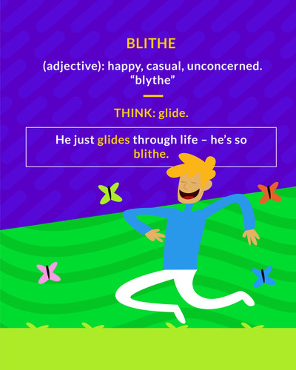 <p>cheerful, lighthearted; casual, unconcerned</p><p>(adj.) lighthearted</p>