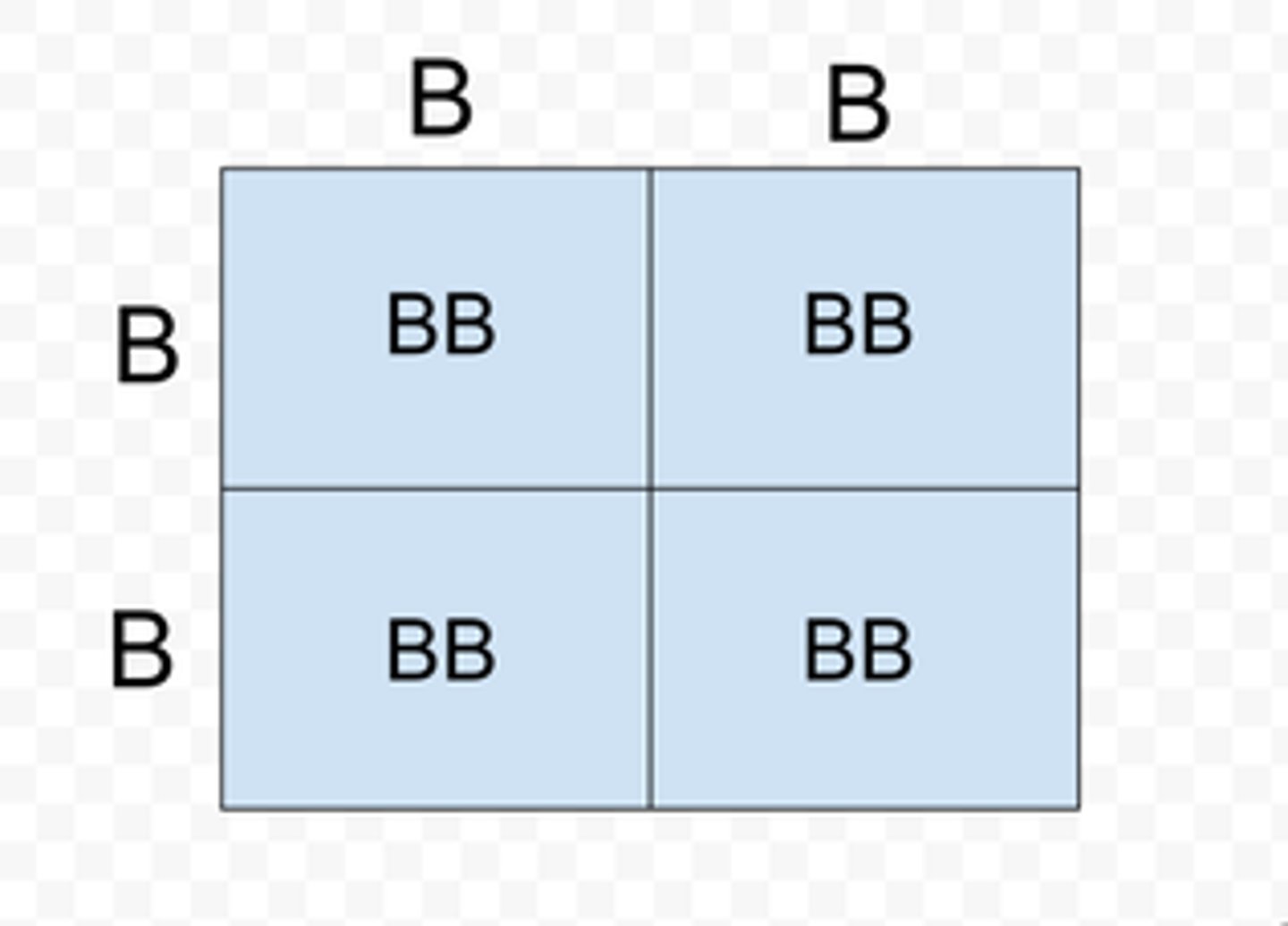 <p>Two copies of the dominant allele makes up the genotype. There are two upper case letters.</p>