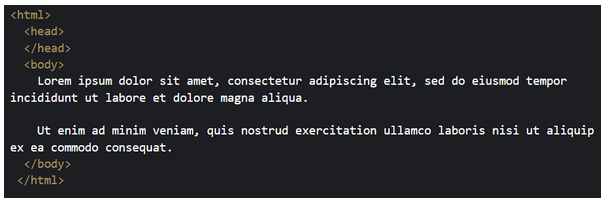 <p>What happens when you place text on a page using no elements?</p>