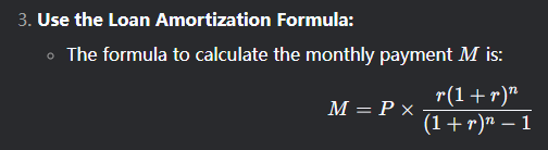 <p>First Convert the Annual interest and Annual pay time to months<br>Time - r: 7 × 12 = 84 <br>Interest per month - n: 0.00225</p><p>Use the <strong>Loan Amortization Formula</strong><br>Then solve for the monthly payment amount M</p>