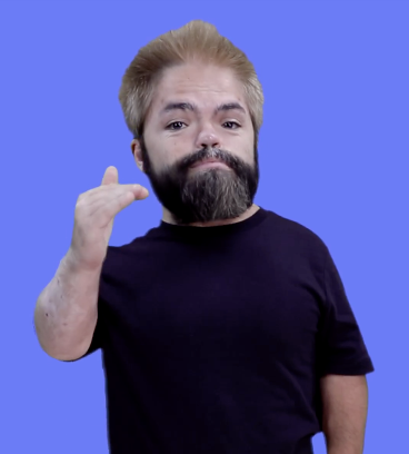 <p>Hold handshape with thump sticking out; <strong>bounce handshape up and down twice</strong></p>