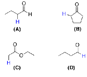 <p>Which of the following protons is most acidic?</p>