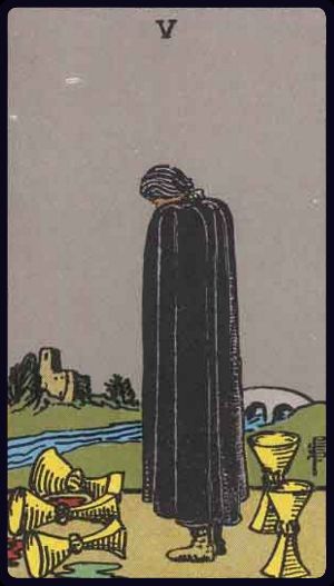 <p>FIVE OF CUPS</p>