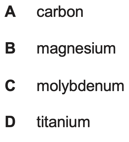 <p>0.48g of element X, reacts with 0.0200mol Cl<sub>2</sub> to form chlorine with the formula XCl<sub>4.</sub></p><p>What is element X?</p>
