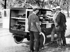to travel around while selling; sell illegally; give out or disseminate