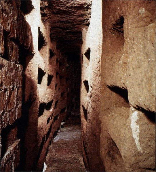 <p>-place where people were buried and cremated</p><p>-Late Antique and Early Christian Art (Catacomb Art)</p>