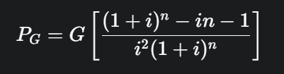 <p>When a cash flow is not a constant amount “A”, but is a uniformly increasing series “G”. It is expressed as (A/G, i%, n) or (G/A, i %, n).</p>