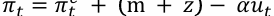 <p>An increase in expected inflation leads to an increase in actual inflation. Given pi^e, an increase in m or z leads to an increase in pi.</p><p>Given pi^e, a decrease in u leads to an increase in pi.</p>