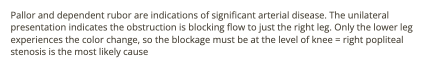 <p>a) right popliteal stenosis </p>