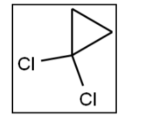 <p>What is a correct name for the following molecule?</p><p>A) 2,2-dichlorocyclopropane</p><p>B) 1,1-dichlorocyclopentane</p><p>C) 1,1-dichloropropane</p><p>D) 1,1-dichlorocyclobeutane</p><p>E) 1,1-dichlorocyclopropane</p>