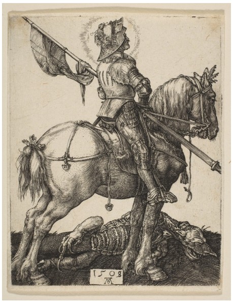 <p>In this image, what techniques is used in which the lines intersect as close sets of parallel lines, especially in the darker areas including the underbelly of the horse and the ground on which it stands?</p>