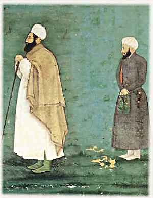 <p>(1564-1624) indian islamic scholar from punjab; claimed to want to &quot;renew&quot; authentic Islam in the mughal empire and strongly rejected the synthesis that akbar was bringing about in india between islam and hinduism; encouraged mughal emperors to enforce the jizya, impose sharia, and remove non-muslims from high office.</p>