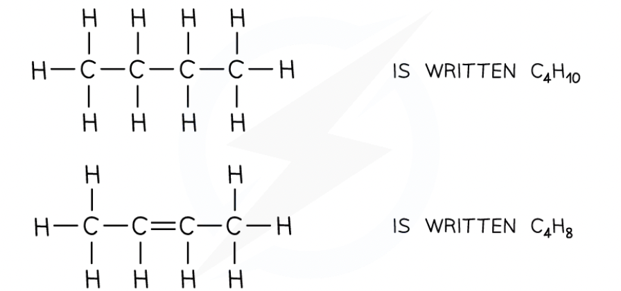 <ul><li><p><span>Shows the&nbsp;<strong>actual number</strong>&nbsp;of atoms in a molecule</span></p></li><li><p><span>For example:</span></p></li></ul><p></p>