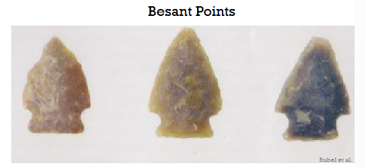 <ul><li><p><strong>2,500–1,000 years ago</strong></p></li></ul><ul><li><p><strong>Drier, warmer climate.</strong></p></li><li><p>Known for <strong>highly efficient bison hunters</strong>.</p></li><li><p><strong>Pottery</strong> appears → indicates <strong>more sedentary life</strong>.</p></li><li><p><strong>Dog travois</strong> and <strong>sled technology</strong> emerge.</p></li><li><p>Stone tools made from <strong>Knife River Flint</strong>.</p></li><li><p><strong>Besant side-notched points</strong> are diagnostic.</p></li></ul><p></p>