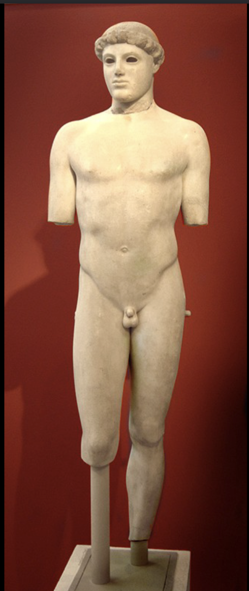 <ul><li><p>Spear-Bearer</p></li></ul><p>Material: Roman marble copy of a High Classical Period Greek bronze</p><p>Date: ca. 450-440 BCE</p><p>6’ 11 high</p><p>historical period: High Classical 450-400</p><p>location: Museo Nazionale, Naples</p><p></p>