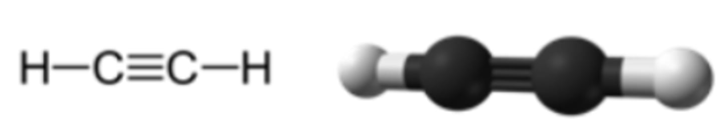 <p>the shape of a line diagram around a triple bond is always linear NOT zigzag (if triple bond is at 2 to 3, then 1 to 2 and 3 to 4 should be linear lines not zigzag)</p>