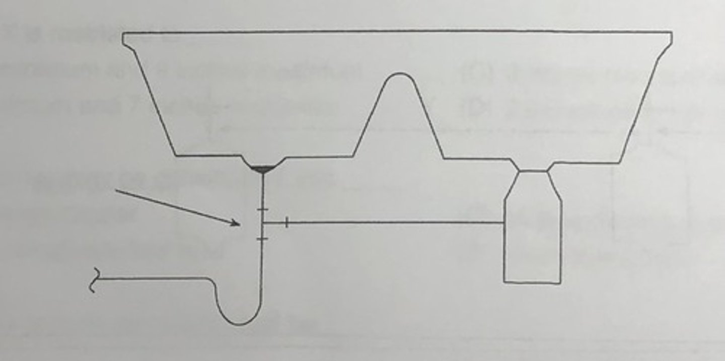 <p>The fitting indicated by the arrow shall be a __________________.</p><p>a. sanitary tee</p><p>b. tubing tee</p><p>c. directional tee</p><p>d. cross tee</p>