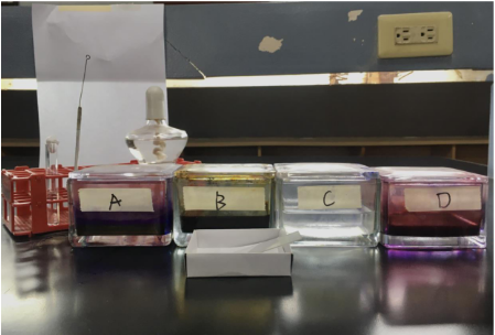 <p>What is the name of reagent "C" employed in this test?</p>