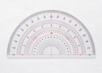 <p>a tool used to measure and draw angles, typically marked in degrees. </p>
