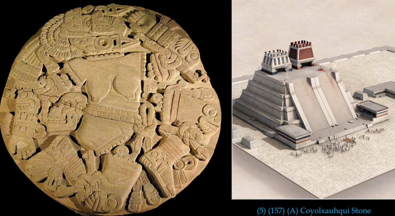 Temple Mayor (Main Temple)
- Coyolxauhqui stone
- Calendar stone
- Olmec-style mask