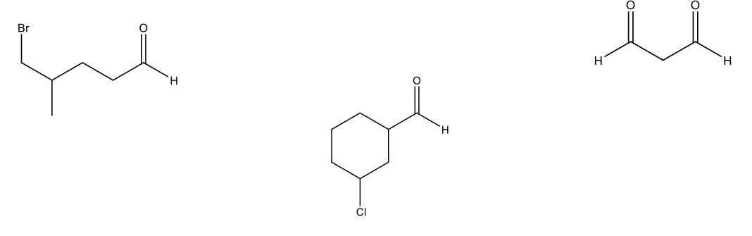 <p>Aldehydes (-CHO) = drop “-e” from alkane and add “al” ending </p><ul><li><p>“carbaldehyde” ending if aldehyde is coming off of a cycloalkane </p></li><li><p>Benzaldehyde if aromatic parent group</p></li></ul><p></p>