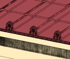 <p>In architettura, è un elemento decorativo in terracotta o pietra utilizzato negli edifici antichi, in particolare in Grecia, Etruria e Roma, posto lungo la linea di gronda del tetto. Fungeva sia come elemento decorativo che per proteggere le travi sottostanti e, in alcuni casi, per agevolare lo scarico delle acque.</p>