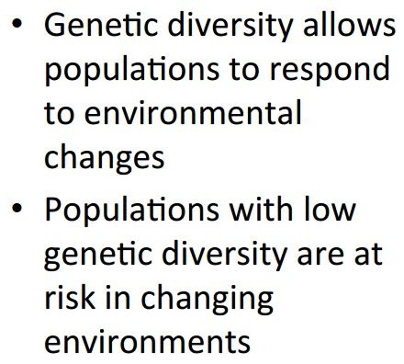 <p>caused by small populations or declining diversity - makes a species prone to extinction as they may not be able to adapt to change</p>
