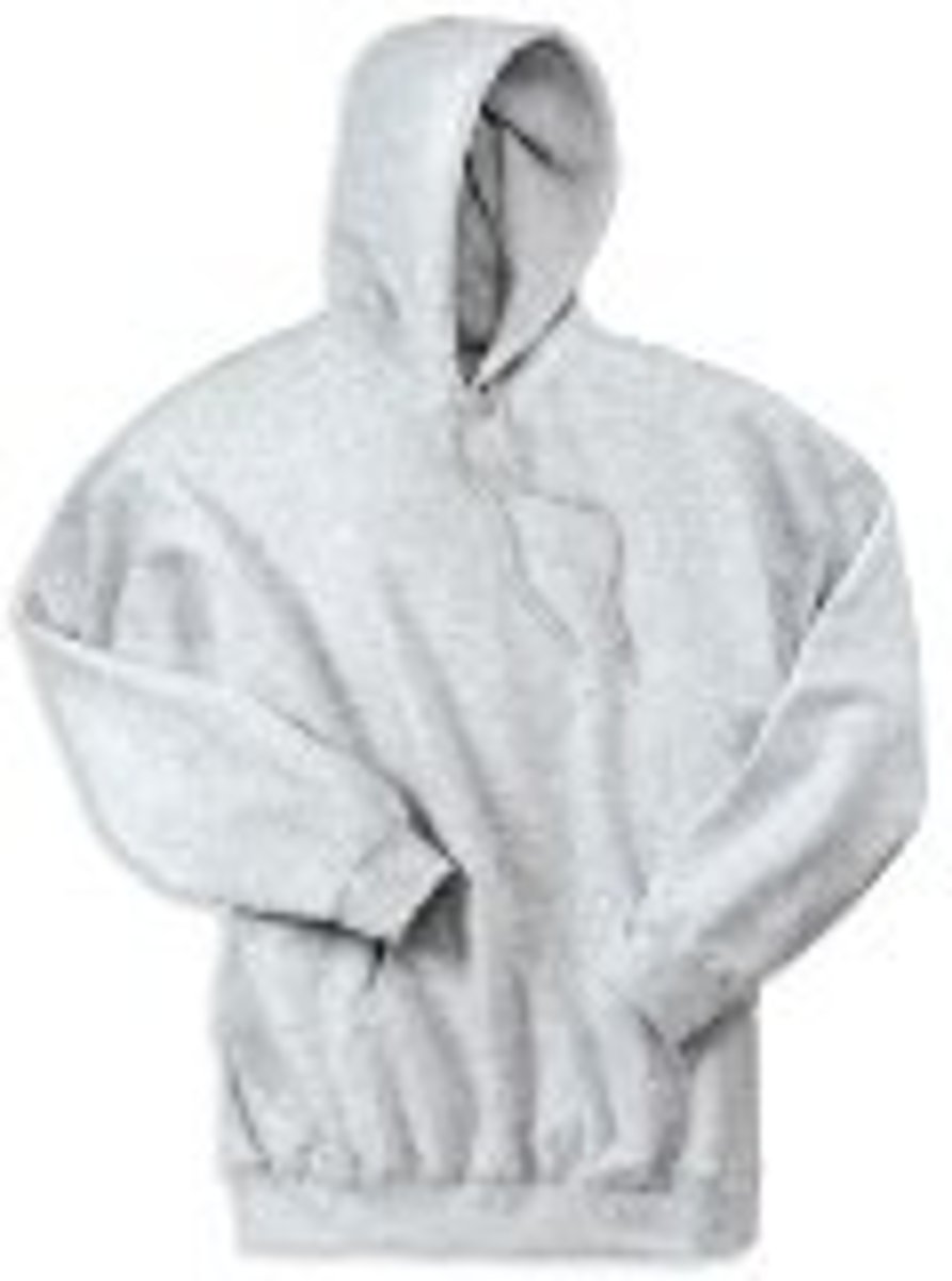 <p>a sweatshirt (= a piece of clothing made of soft cotton which covers the top of your body) with a hood (= part which covers your head)</p><p></p>