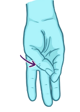 thumb moves medially to touch one of other 4 fingers 