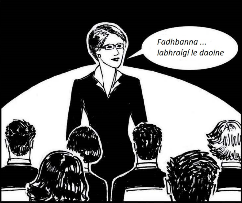 <p>Pictiúr 5, Abairt 1 - On Friday morning, the school guidance counsellor spoke to the sixth year students.</p>