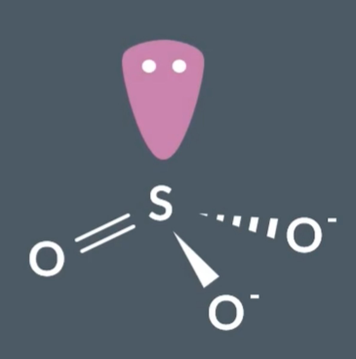 <p>Bond angle = 107° (trigonal pyramid shape), each S-O bond is the same, S has one lone pair of electrons.</p>