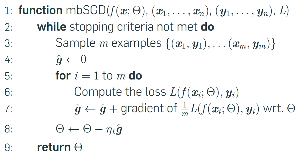 <p>Using only single examples from the training data results in noise in the loss computation, were we want to estimate the loss of the entire dataset → Batching will reduce noise.</p>