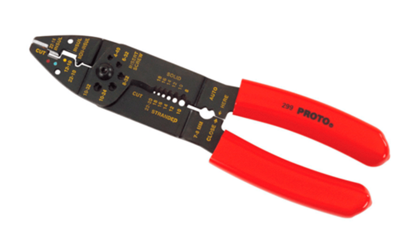 <p>Used for stripping wire, cutting wire and crimping wire terminals on stripped wire ends.</p>