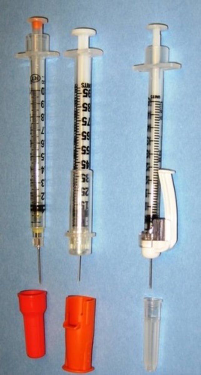 <p>Safety syringes have a safety mechanism built into the syringe. The needle on a safety syringe can be detachable or permanently attached.</p>