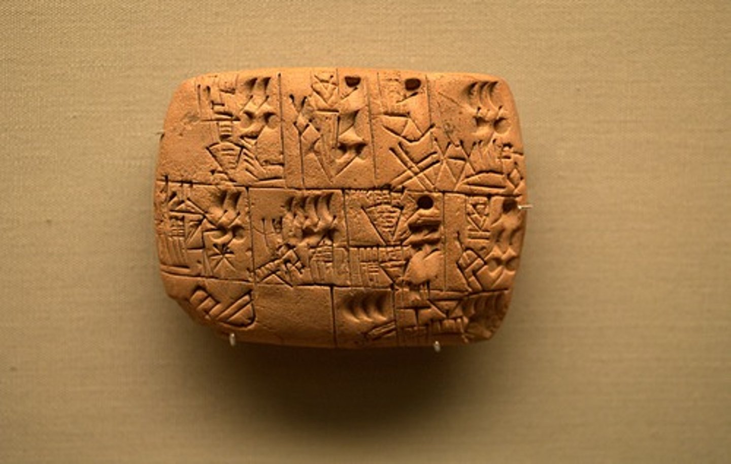 <p>A system of writing in which wedge-shaped symbols represented words or syllables</p>