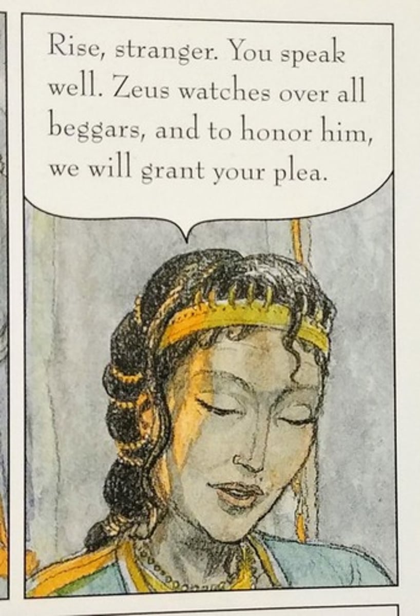 <p>Queen of Phaecians, wife of Alcinous, and mother of Nausicaa. Influential, Odysseus approaches her first.</p>