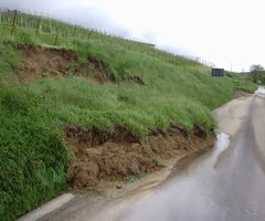 <p>a mass movement process where cohesive material moves downslope along a straight slip plane.</p>