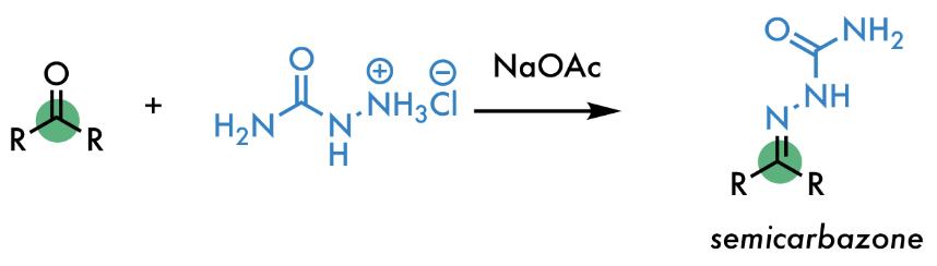 <ul><li><p>Aldehyde/Ketone Derivative</p></li><li><p><u>NaOAc: pH Buffer and Nucleophile</u></p></li></ul><p></p>
