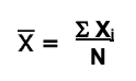 <p>the average value obtained by dividing the sum of a sample of quantities by the total number of quantities added </p>