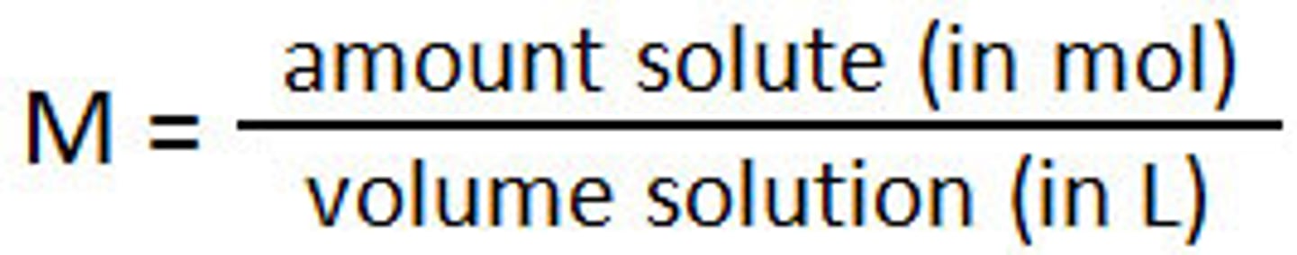 <p>moles of solute/liters of solution (mol/L)</p>