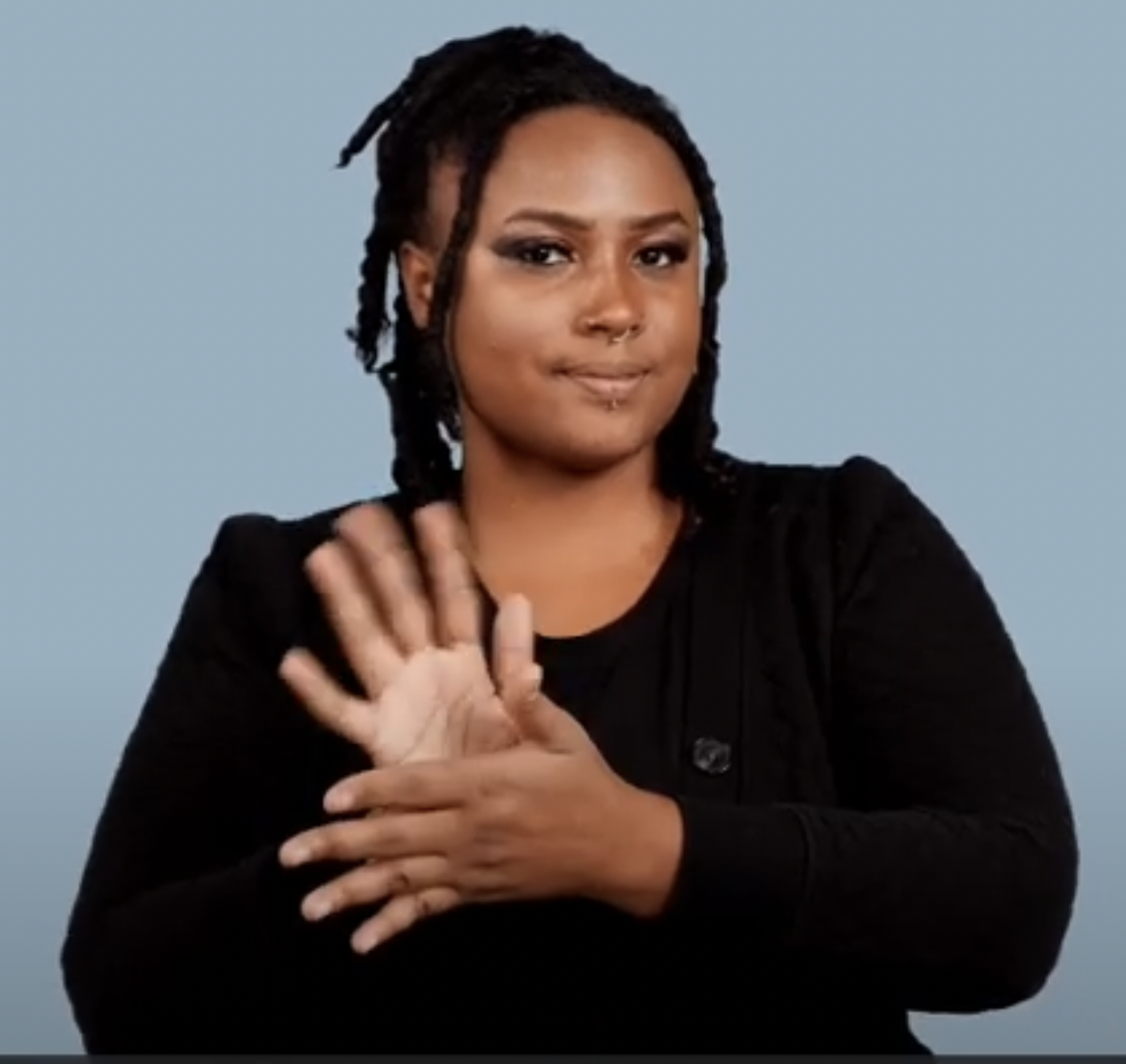 <p>wave your right hand</p>