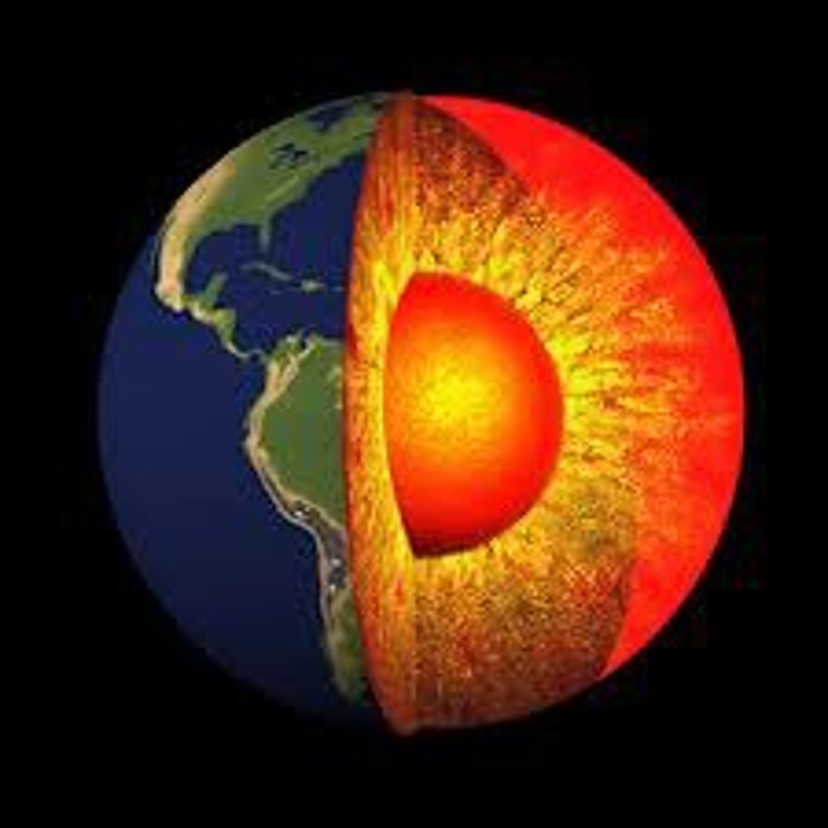 <p>Composed mostly of iron and is so hot that the outer core is molten. The inner core is under such extreme pressure that it remains solid.</p>