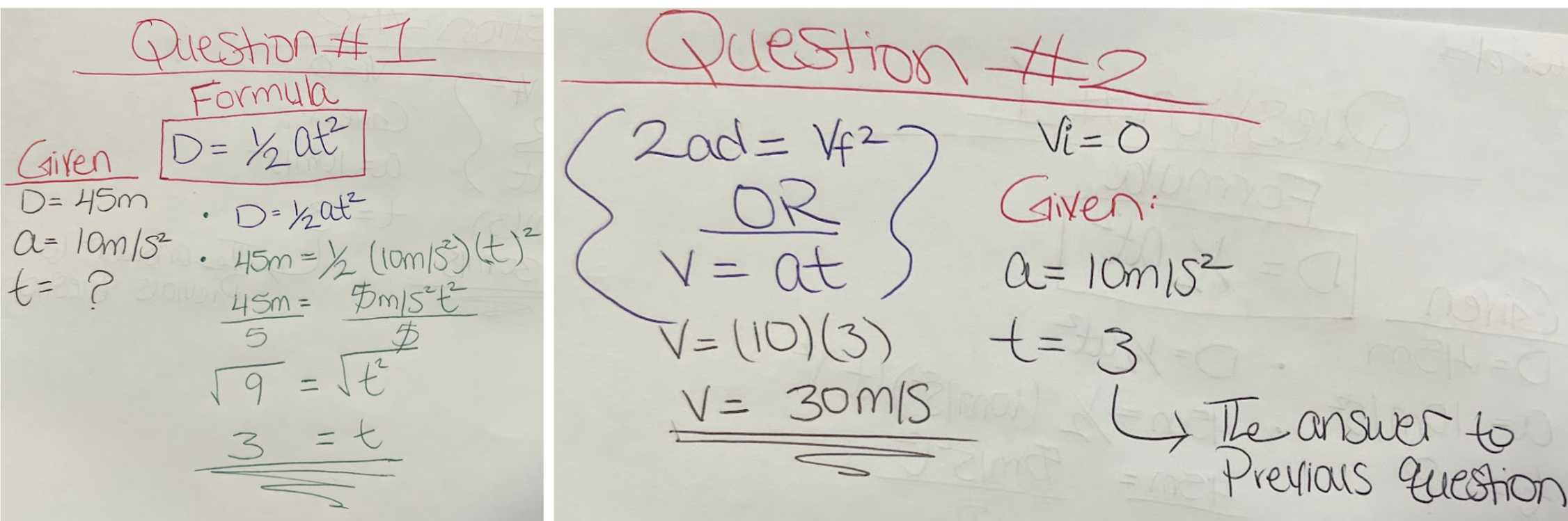 <p>We can use Formula = D = ½ at<sup>2</sup></p><ul><li><p><sup>When you divide something by 2 is the same as when you multiply by ½. </sup></p><p></p></li></ul>