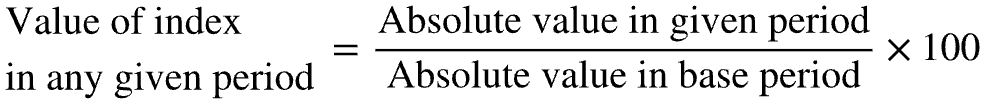 <p>To build an index number, take the <strong>value of the variable at some point in time</strong> as the <strong>______</strong>, which will be compared to the <strong>values in other periods</strong> (<strong>______</strong>). Take the <strong>output of each subsequent year</strong> (______), divide it by the output in the ______ year, and multiply by 100.</p>