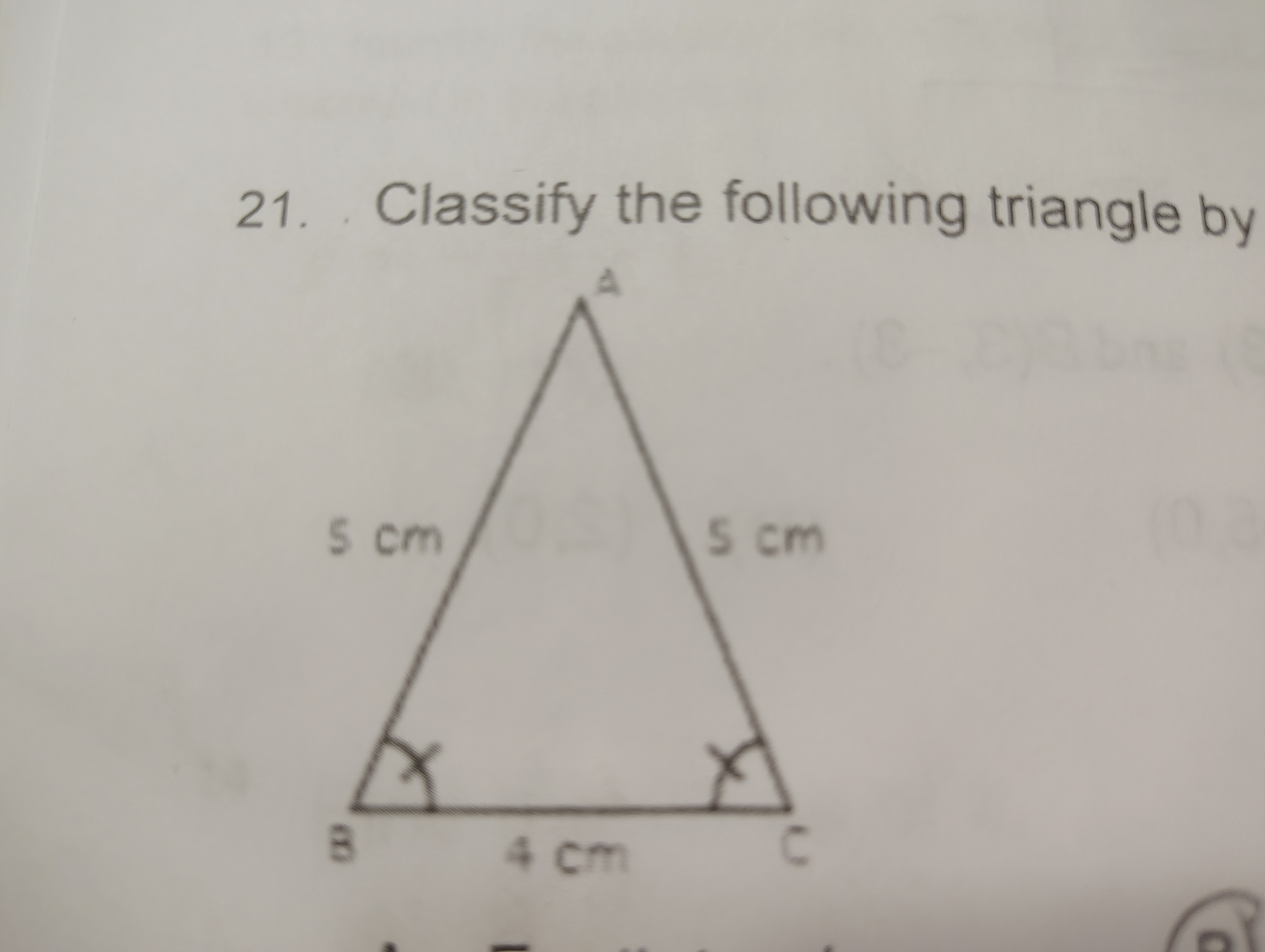 <p>Classify the the triangle by its length </p>