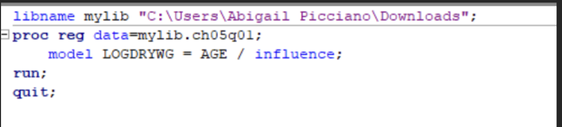 <p>SAS code for examining a plot of studentized or jacknife residuals versus the predicted values. </p>