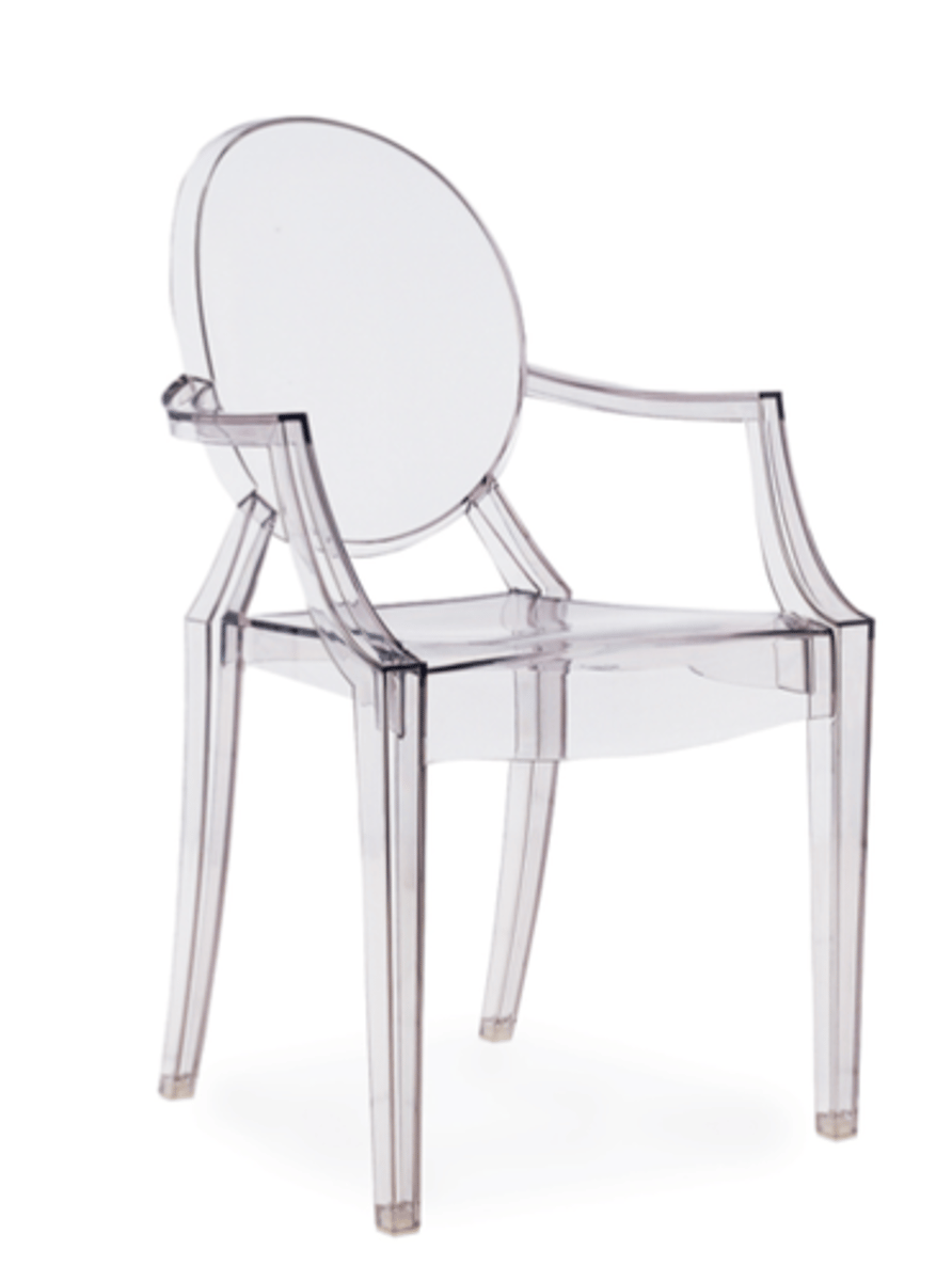 <p>Material: Polycarbonate</p><p>Dimensions:</p><p>21.25" x 21.75" x 37"</p><p>Seat H: 18.5"</p><p>Arm H: 26.5"</p>